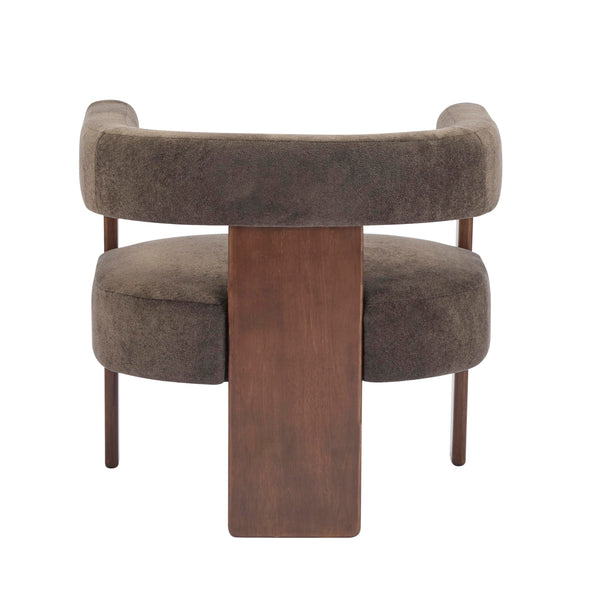 Barrel Accent Chair – Velvet Upholstered Lounge Chair with Rubberwood Frame