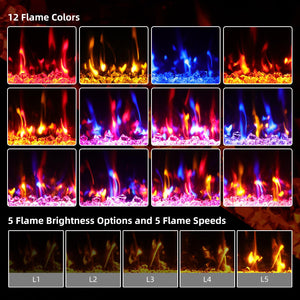 72-Inch Recessed & Wall Mount Electric Fireplace