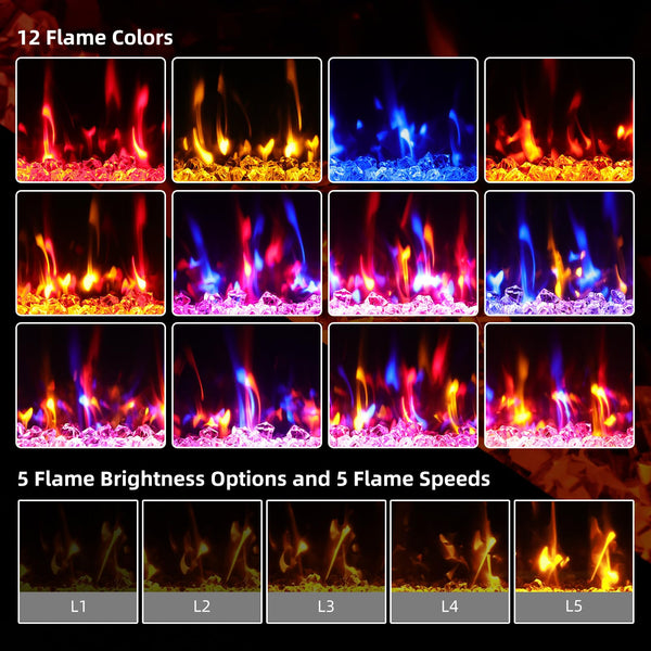 72-Inch Recessed & Wall Mount Electric Fireplace