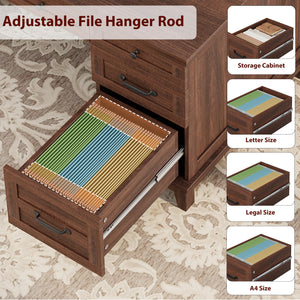 Executive Desk 60" with File Drawers & Charging Station