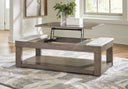 Lift-Top Coffee Table with Lower Shelf, Marble Accents & Casters