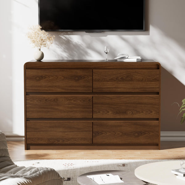 6-Drawer Dresser – Mid-Century Modern Walnut