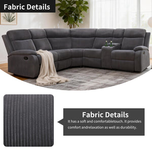 Reclining Sectional Sofa Set with Storage & Cup Holders