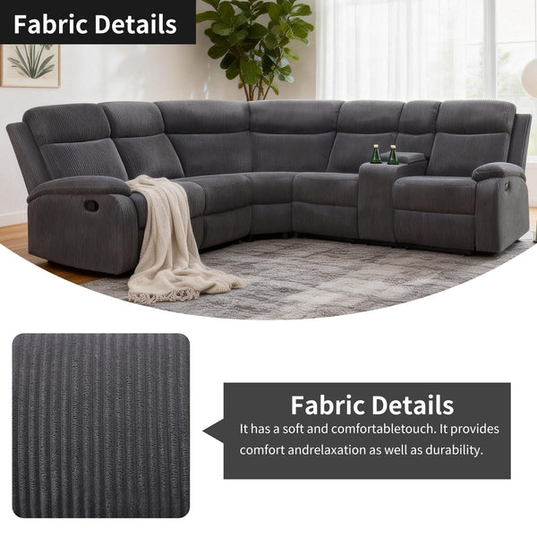 Reclining Sectional Sofa Set with Storage & Cup Holders