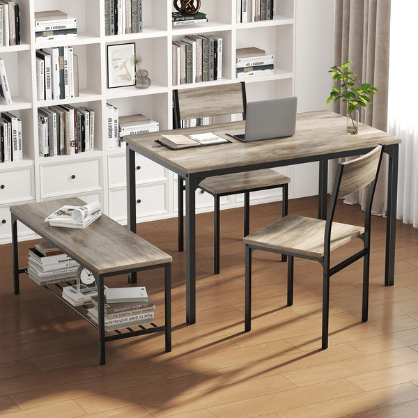Dining Table Set for 4 with Bench – Kitchen Table & Chairs Set
