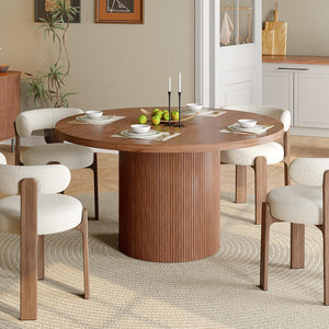 47-Inch Round Dining Table with Wood Strip Base