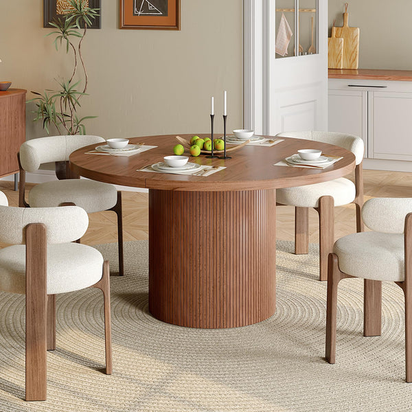 47-Inch Round Dining Table with Wood Strip Base