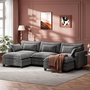 U-Shaped Modular Sectional Sofa with Ottoman