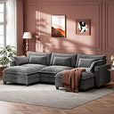 U-Shaped Modular Sectional Sofa – 5-Seat Chenille Cloud Couch with Ottoman