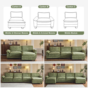 Modular Chenille Sectional Sofa with Ottoman