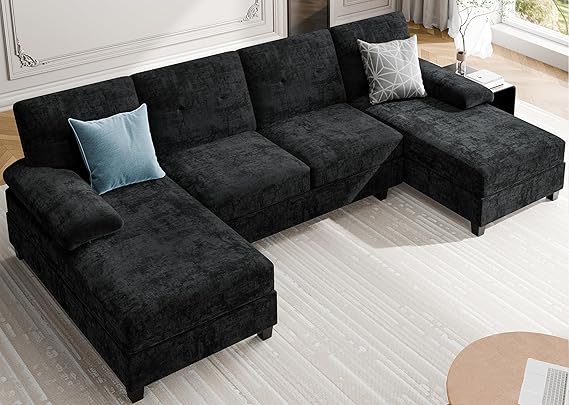 U-Shaped Sectional Sofa with Double Chaise – 4-Seat Living Room Couch