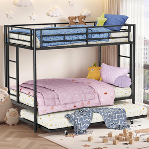 Metal Twin Over Twin Bunk Bed with Trundle