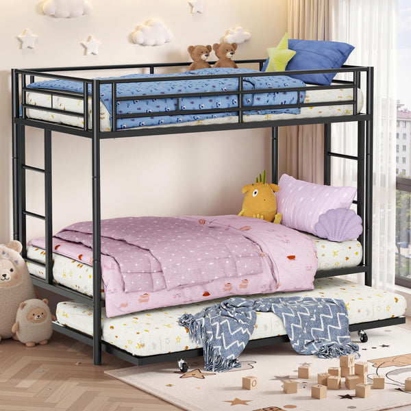 Metal Twin Over Twin Bunk Bed with Trundle