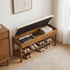 2-Tier Shoe Rack Bench with Flip-Top Storage