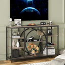 47" Industrial Console Table with 4-Tier Shelves