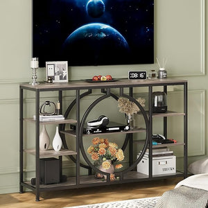 47" Industrial Console Table with 4-Tier Shelves