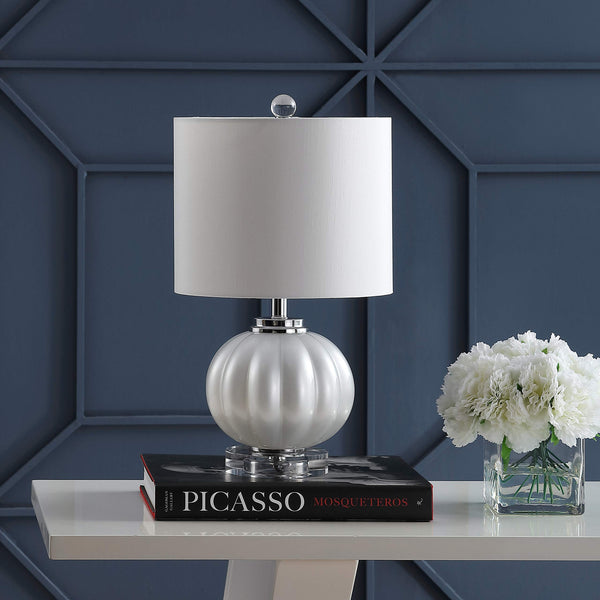 17.5" Ribbed Glass Crystal Table Lamp
