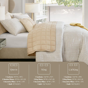 5-Piece Jacquard Comforter & Quilt Bedding Set – Queen, King, Cal King