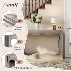 63" Farmhouse Console Table with LED Light