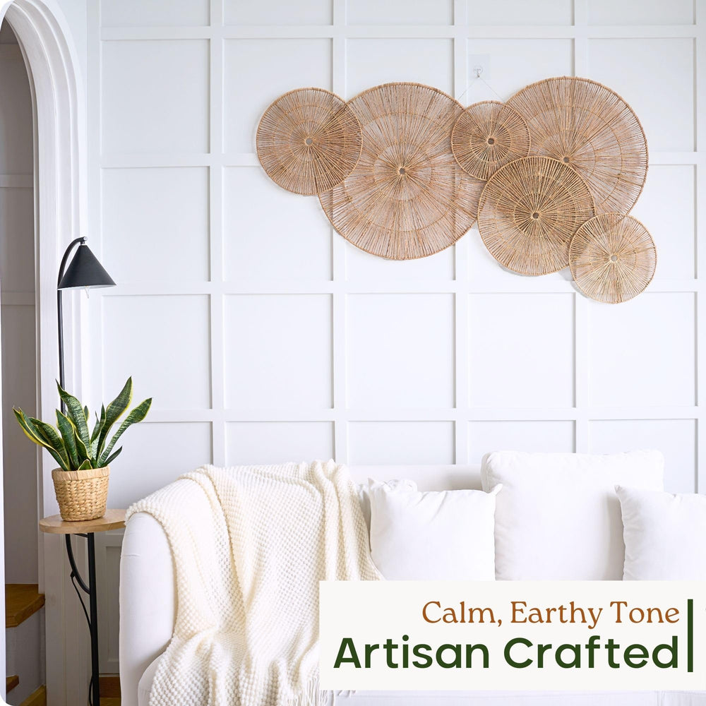 Jute Wall Hanging Basket Plates Set – Boho Woven Wall Decor