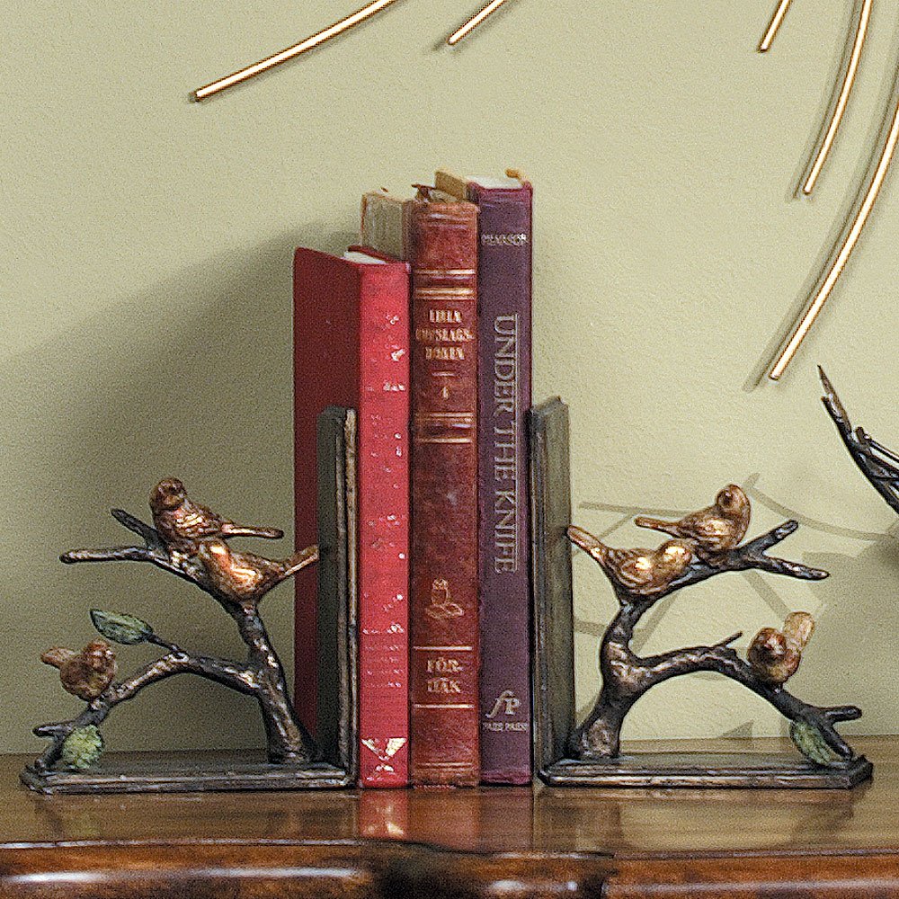 Cast Iron Gilded Bird Bookends – Set of 2