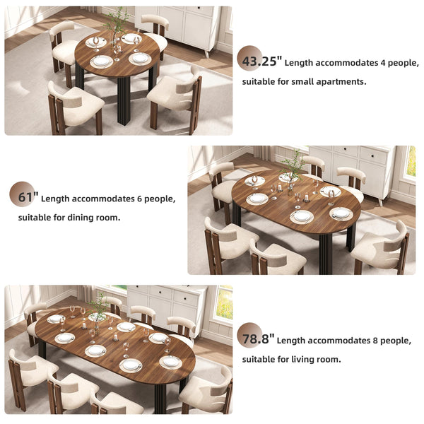 Round Extendable Dining Table with Leaf Extension