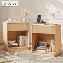 Fluted Nightstand Set of 2 with Charging Station