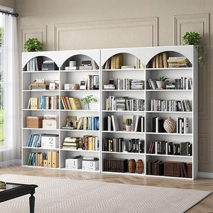 7-Tier Double Wide Bookcase with 12 Open Shelves
