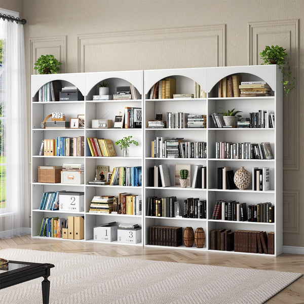 7-Tier Double Wide Bookcase with 12 Open Shelves