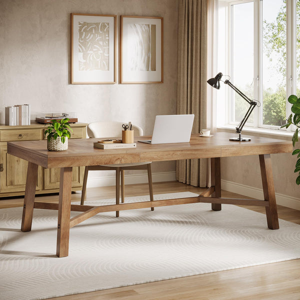 71-Inch Farmhouse Executive Desk with Metal Legs