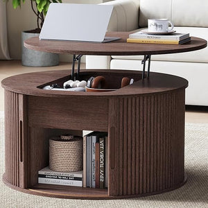 Lift Top Coffee Table with Tambour Door & Storage