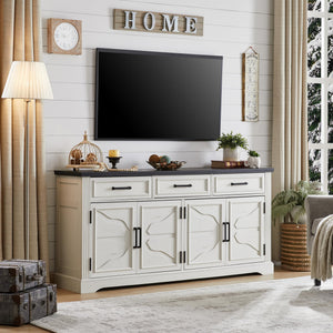 66" TV Stand with 4 Doors & 3 Drawers, Fits TVs Up to 75"