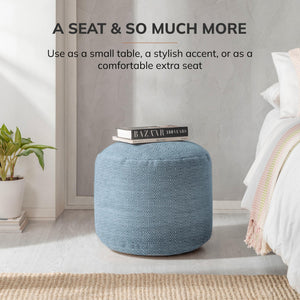 Round Cotton Pouf Ottoman Footrest – Floor Seating for Living Room & Bedroom