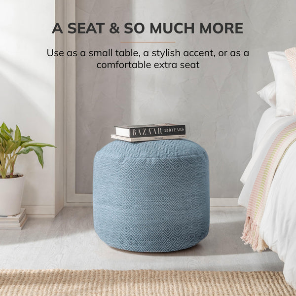 Round Cotton Pouf Ottoman Footrest – Floor Seating for Living Room & Bedroom