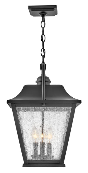 Black Aluminum Outdoor Hanging Lantern with Clear Seedy Glass
