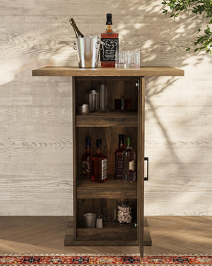 Square Bar Table with 3-Tier Storage Cabinet