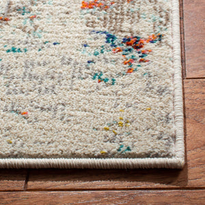 12' x 15' Abstract Area Rug – Cream & Orange / Green & Rust, Non-Shedding, Machine Woven