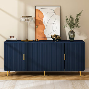 65" Fluted Sideboard Buffet Cabinet with 4 Doors & Adjustable Shelves
