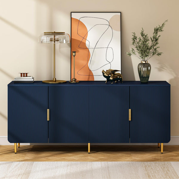 65" Fluted Sideboard Buffet Cabinet with 4 Doors & Adjustable Shelves