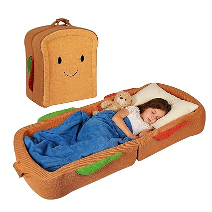 Toddler Travel Bed – Sandwich Style Foam Floor Crib with Safety Rails