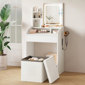 Small Vanity Set with Lighted Mirror & Power Station
