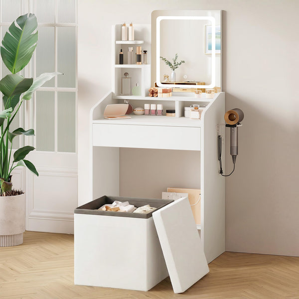 Small Vanity Set with Lighted Mirror & Power Station