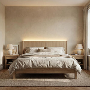 Fluted Wall-Mounted Headboard with LED Lighting