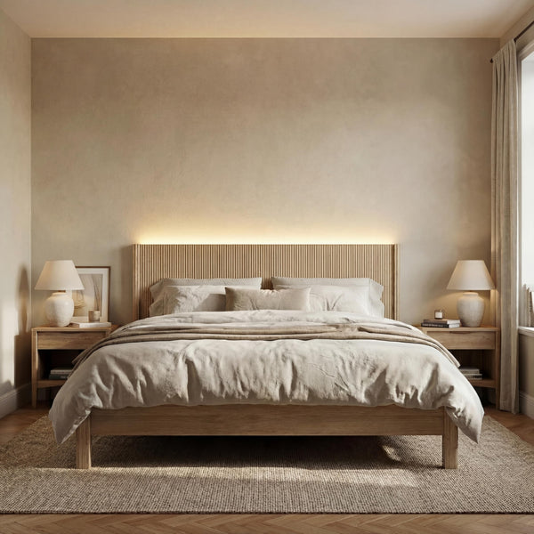 Fluted Wall-Mounted Headboard with LED Lighting