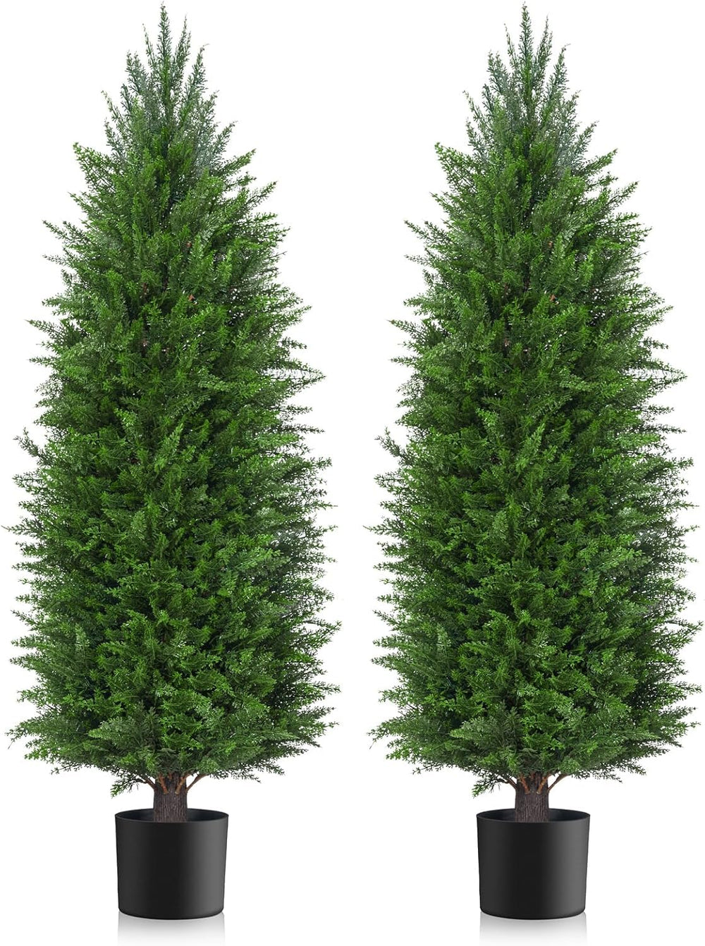 Artificial Outdoor Cedar Pine Tree – UV Resistant Potted Faux Evergreen (Set of 2)