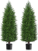 Artificial Outdoor Cedar Pine Tree – UV Resistant Potted Faux Evergreen (Set of 2)
