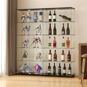 Glass Display Cabinet with Tempered Glass Shelves & Locking Doors