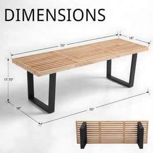 Modern Wood Entryway & Dining Bench with Metal Legs