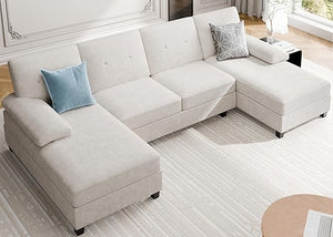 U-Shaped Sectional Sofa with Double Chaise – 4-Seat Living Room Couch