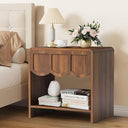 Modern Wood Nightstand with Wave Panel Drawer